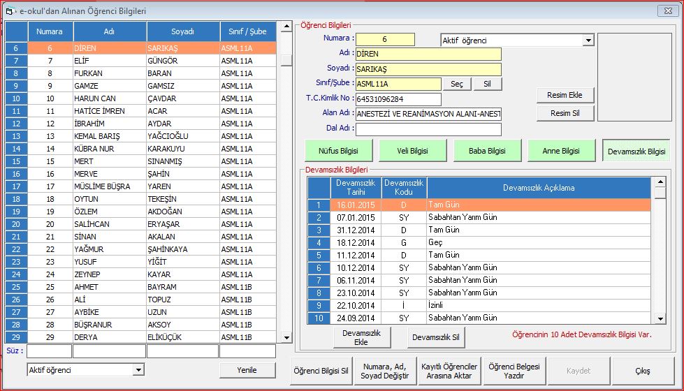 İnternetten Alınan Öğrenci Lİstesi
