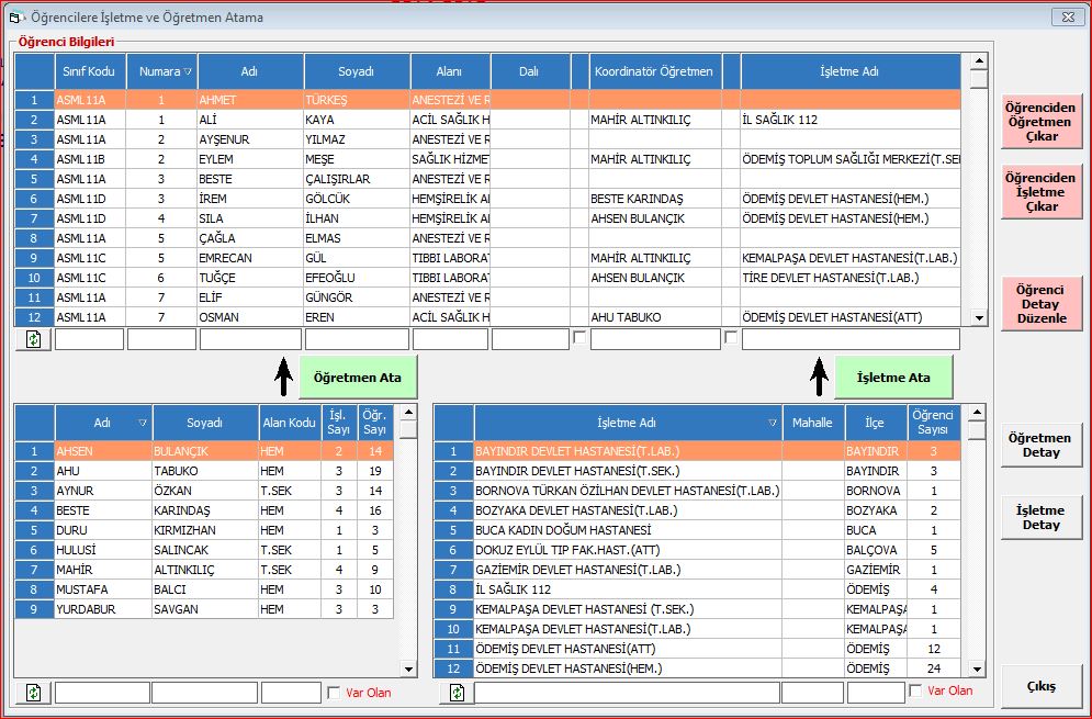 Öğrencilere Toplu İşyeri ve Öğretmen Atama