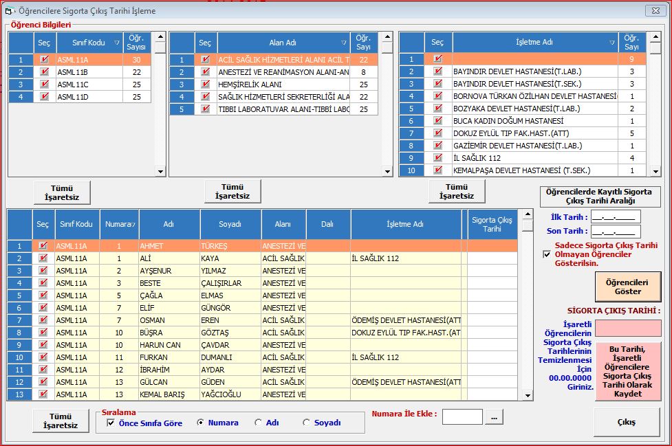 Toplu Sigorta Çıkış Tarihi İşlemek